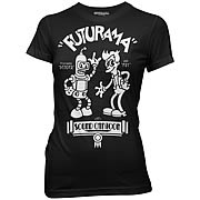 Futurama Old Timey Bender And Fry Juniors T-Shirt